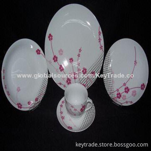 Fine Porcelain 20-piece Dinner Set in Rim-shape with Decal, Customized Designs Welcomed
